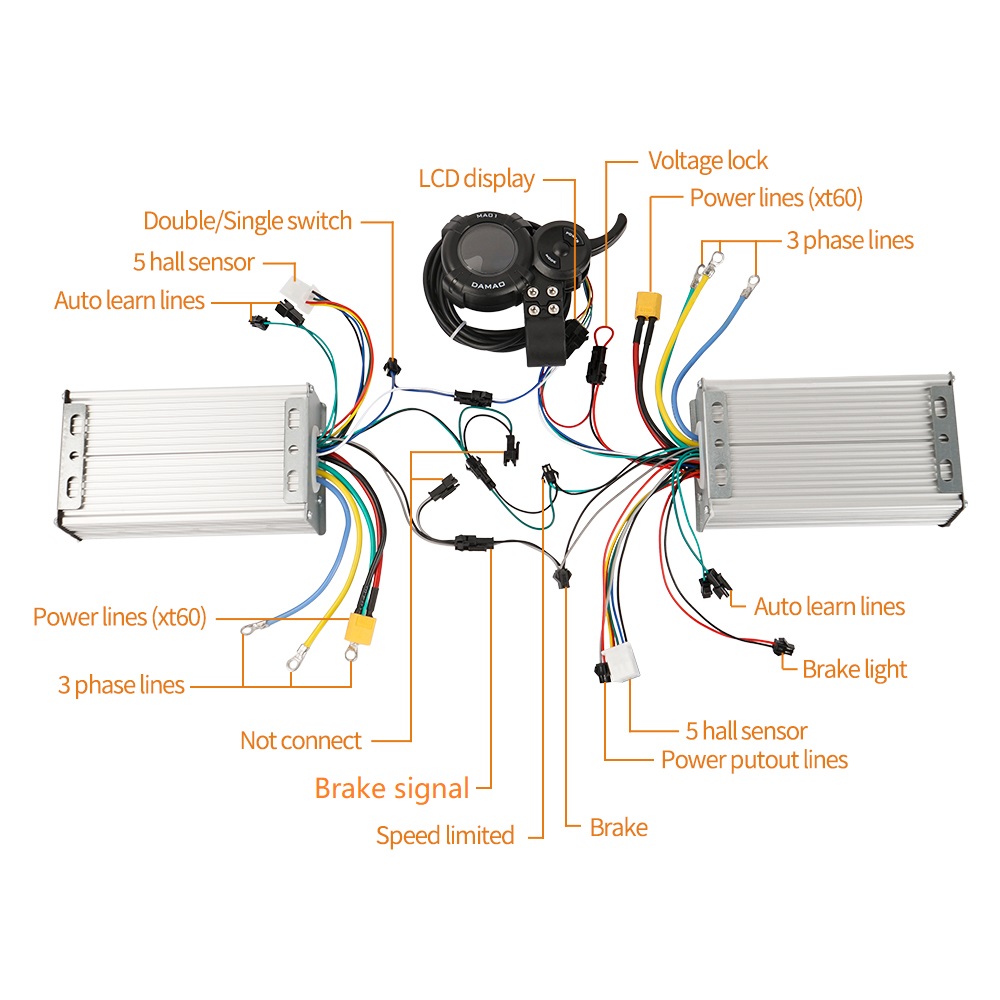 72V 45A Dual Controller - Комплект контроллера с двойным приводом, ЖК-дисплей,