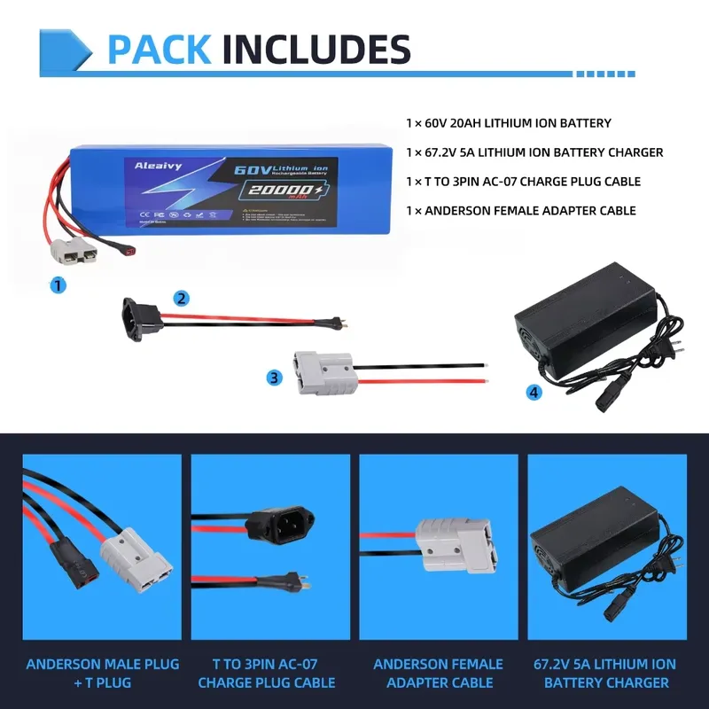 Аккумуляторный блок Aleaivy 60 – обзор и цена 60V 30Ah 21700 Battery Pack
