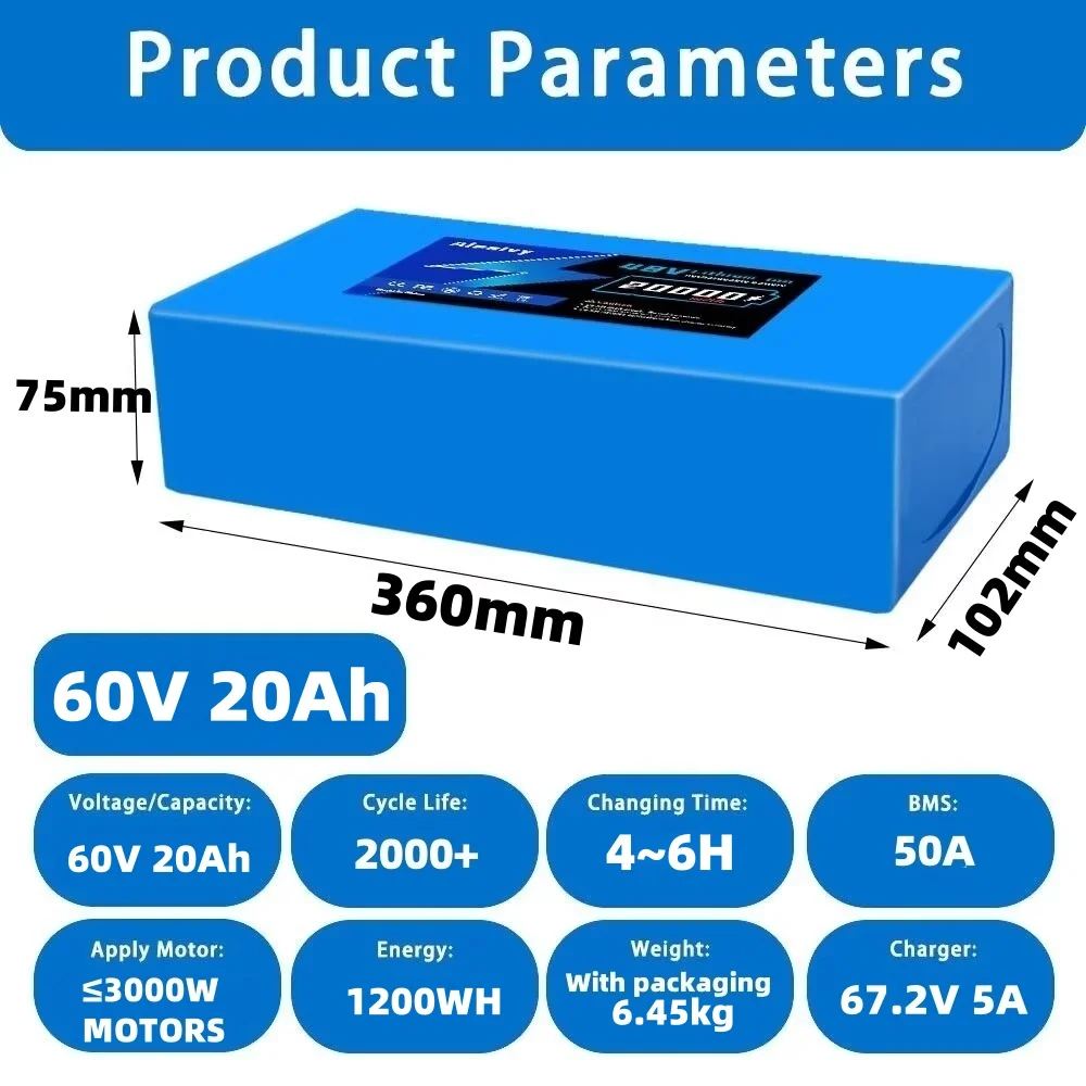 Аккумулятор Aleaivy 60В 20Ач 3 – обзор и цена 60V 30Ah 21700 Battery Pack