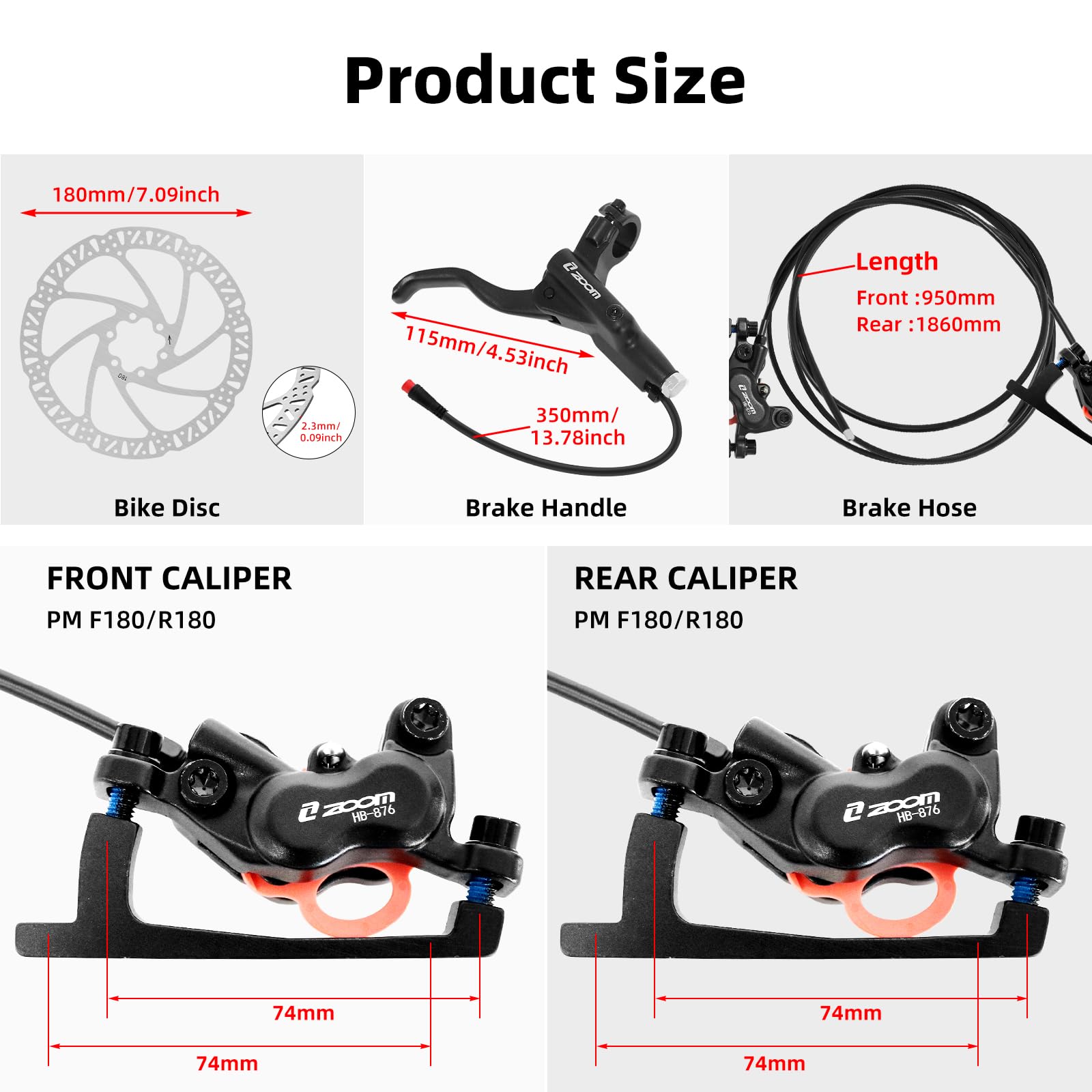 Комплект гидравлических дисков – обзор и цена Zoom Hydraulic Brake 4 Piston E-Scooter